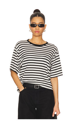La Ligne - Striped Cropped Short Sleeve Tee