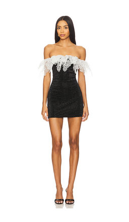 Prabal Gurung - Off-shoulder Lace Trim Mini Dress