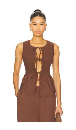 SEVEN WONDERS - Fleur Shirred Tie Front Top