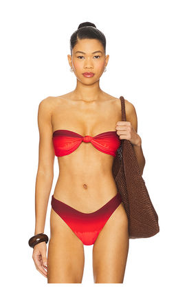 Weworewhat - Ruched Tie Bandeau Bikini Top