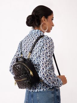 Twenty Dresses by Nykaa Fashion - Black Quilted Small Backpack