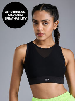 Kica - High Impact Mesh Sports Bra with Full Coverage Support in KICASKN™ Fabric KIC111-BLACK