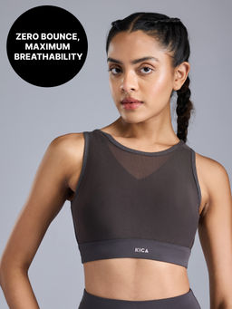 Kica - High Impact Mesh Sports Bra with Full Coverage Support in KICASKN™ Fabric KIC111-GREY