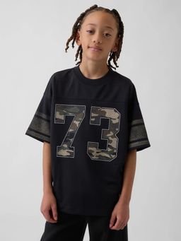GAP - Black Polyester Typography T-Shirt