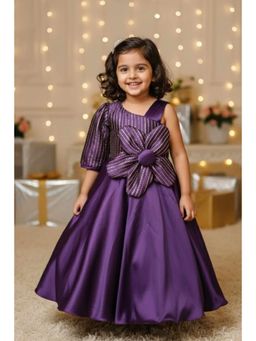 Lagorii - Purple Satin Embellished Gown