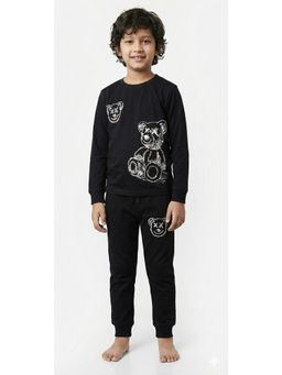 Ninos Dreams - Black Cotton Graphic T-Shirt With Shorts