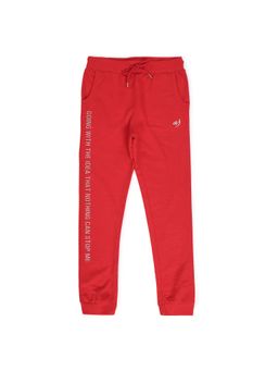 Alan Jones - Red Cotton Blend Typography Joggers