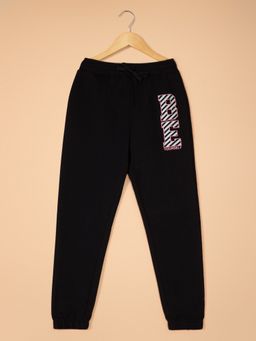 Alan Jones - Black Cotton Blend Typography Joggers