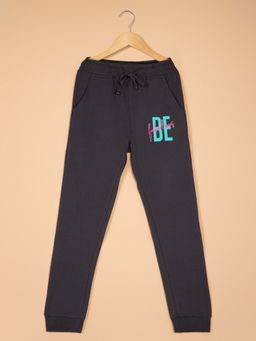 Alan Jones - Grey Cotton Blend Typography Joggers