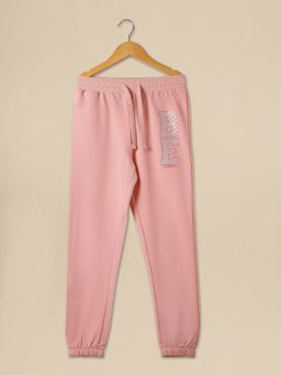 Alan Jones - Pink Cotton Blend Typography Joggers