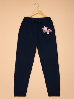 Alan Jones - Navy Blue Cotton Blend Printed Joggers