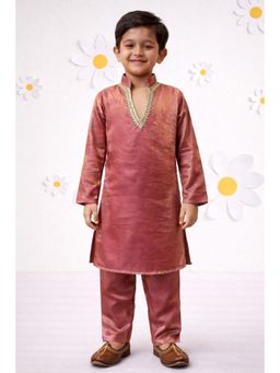 JBN Creation - Pink Silk Blend Solid Kurta With Pyjama
