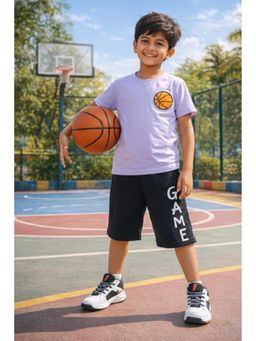 Ninos Dreams - Mauve Cotton Printed T-Shirt With Shorts