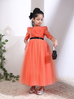 Toy Balloon Kids - Coral Velvet Embellished Dress