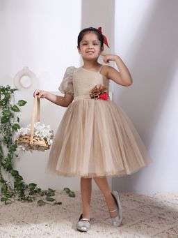 Toy Balloon Kids - Mauve Satin Self Design Dress