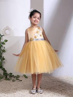 Toy Balloon Kids - Gold Satin Embellished Dress