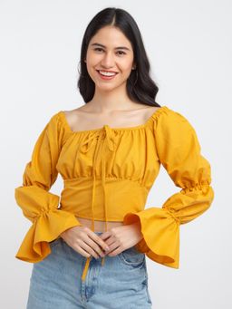 Zink London - Womens Yellow Solid Top