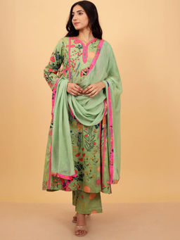 HANDME - Fashionable Floral Print Kurta & Pant with Dupatta (Set of 3)