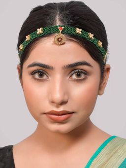 Silvermerc Designs - Green Beads Headchain With Borla
