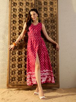 Mabish By Sonal Jain - Overlap Front Open Maroon Dress