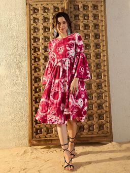 Mabish By Sonal Jain - Bell Sleeve Pink Dress