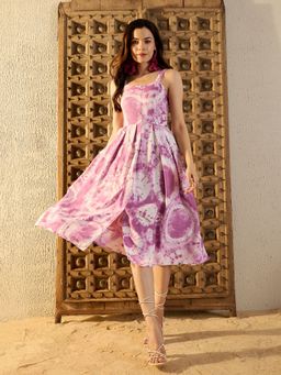 Mabish By Sonal Jain - Strappy Box Pleat Mauve Dress