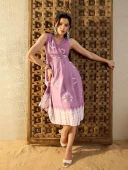 Mabish By Sonal Jain - Over Lap Neck Mauve Dress
