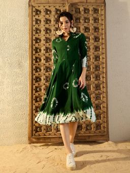Mabish By Sonal Jain - Centre Box Pleat Green Dress