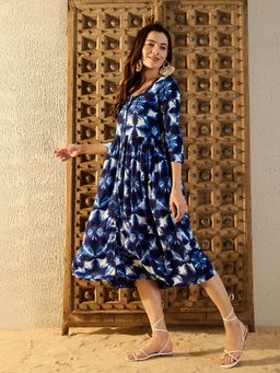 Mabish By Sonal Jain - Front Button Down Blue Dress