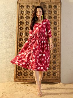Mabish By Sonal Jain - Front Button Down Maroon Dress