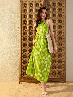 Mabish By Sonal Jain - Halter Neck With Tassels Green Dress