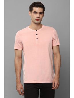Allen Solly - Men Pink Solid Henley Neck T-Shirt