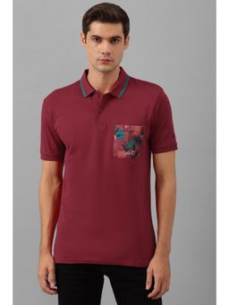 Allen Solly - Men Maroon Print Polo Neck T-Shirt