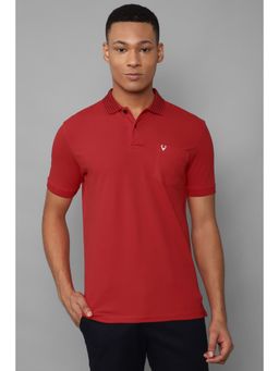 Allen Solly - Men Red Solid Polo Neck T-Shirt