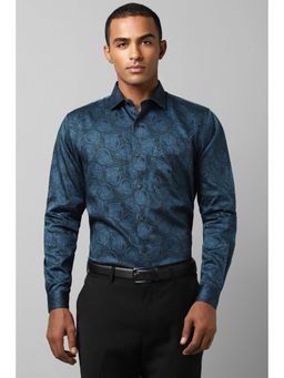 Allen Solly - Men Blue Slim Fit Print Full Sleeves Formal Shirt