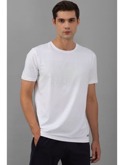Louis Philippe - Men White Stripe Crew Neck T-Shirt