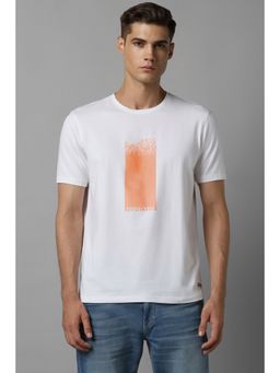 Louis Philippe - Men White Print Crew Neck T-Shirt
