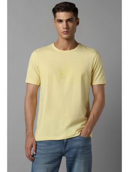 Louis Philippe - Men Yellow Stripe Crew Neck T-Shirt