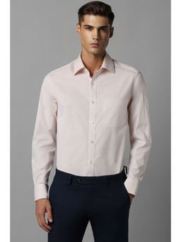 Louis Philippe - Men Peach Classic Fit Solid Full Sleeves Formal Shirt