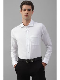 Louis Philippe - Men White Classic Fit Textured Full Sleeves Formal Shirt