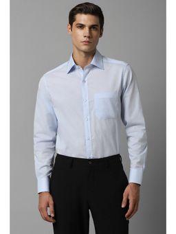 Louis Philippe - Men Blue Classic Fit Solid Full Sleeves Formal Shirt
