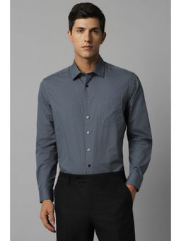 Louis Philippe - Men's Cotton Wrinkle Resistant Slim fit Charcoal Printed Formal Shirt