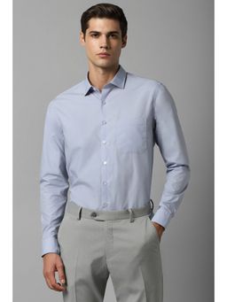 Louis Philippe - Men Blue Slim Fit Solid Full Sleeves Formal Shirt