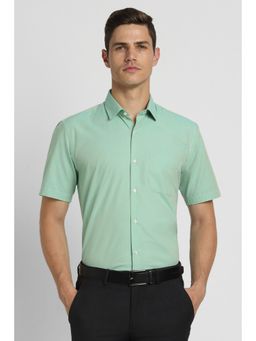 Peter England - Men Green Regular Fit Formal Half Sleeves Formal Shirt