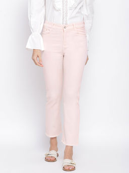 IKI CHIC - Pastel Peach Long Leg Straight Jeans