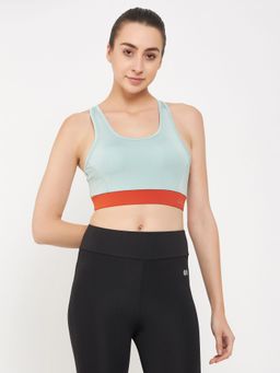 Clovia - Medium Impact Padded Racerback Sports Bra In Blue