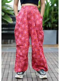 Culture Kraft - Pink Women's Gully Block-Printed Cargo Pants
