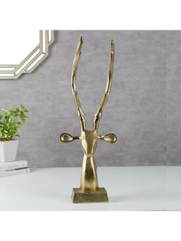 HomeTown - Ebony Cast Aluminium Handcrafted Reindeer Table Accent 42 Cm In Gold Colour