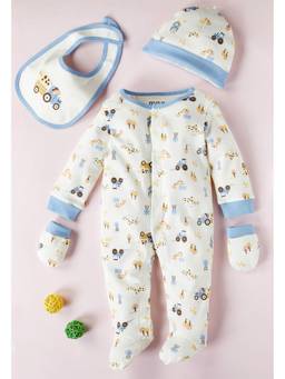 max - Infant Boys Printed Gift Set - White (Pack of 4)