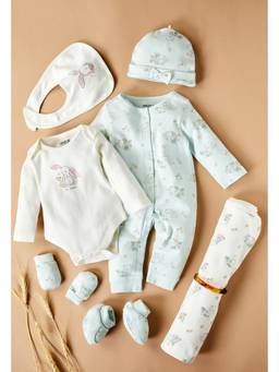 max - Infant Girls Printed Gift Set - Green (Pack of 7)